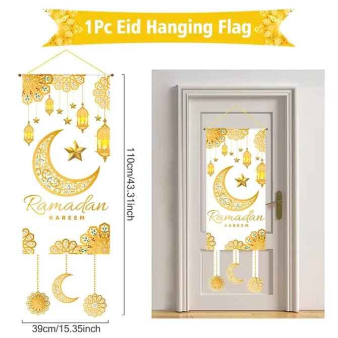 Ramadan Kareem Hanging Banner - White - Image 3