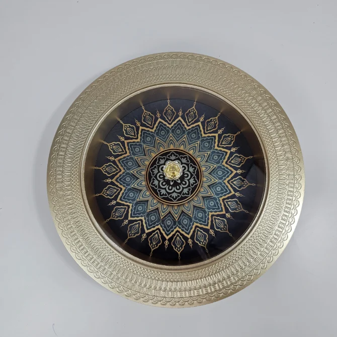 Round Gold Wooden Tray with Acrylic Lid