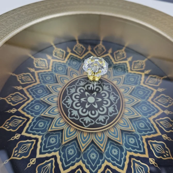 Round Gold Wooden Tray with Acrylic Lid - Image 3