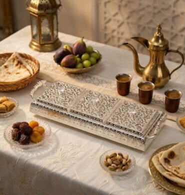 Silver Snack Serving Tray with 3 Compartments