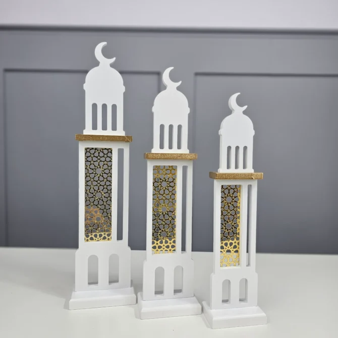 White Wooden Minaret Set of 3