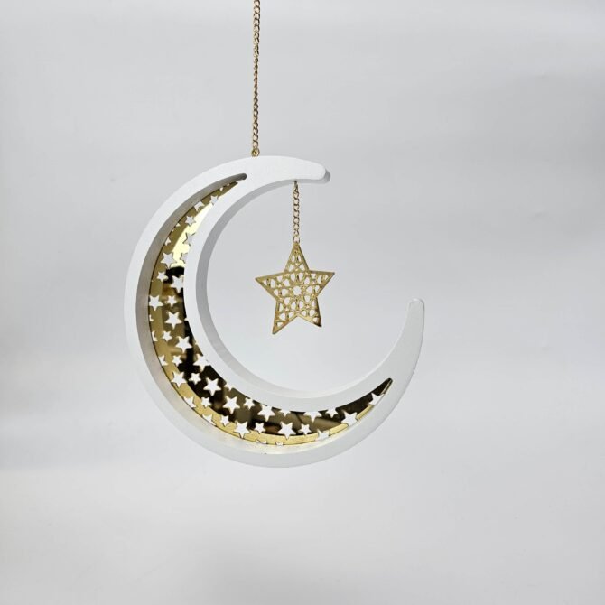 White and Gold Moon Star Hanging Decoration