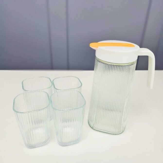 Transparent Glass Pitcher with 4 Glasses - Image 2