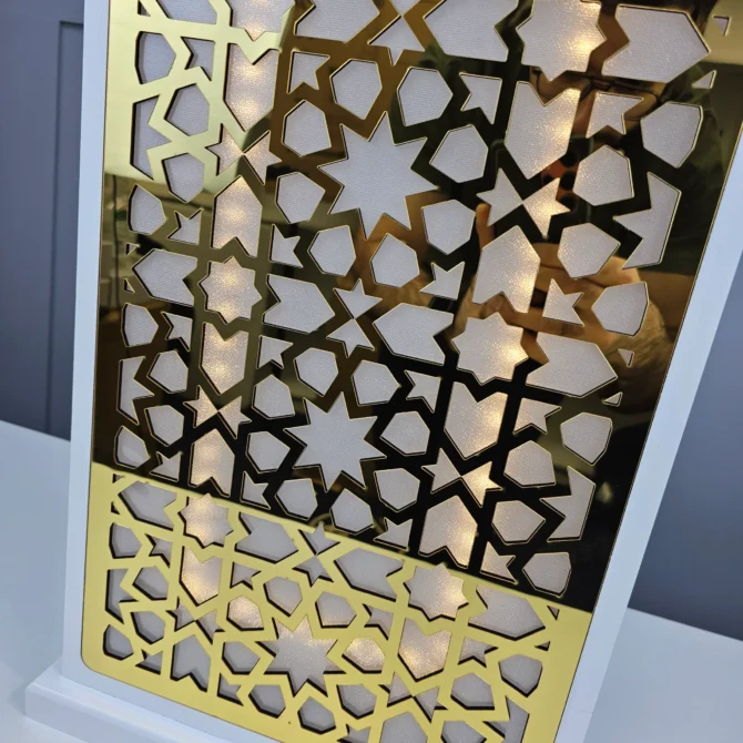 White with Gold Acrylic Light up Minaret - Image 2