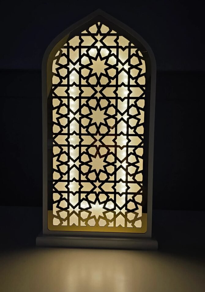 White with Gold Acrylic Light up Minaret - Image 4