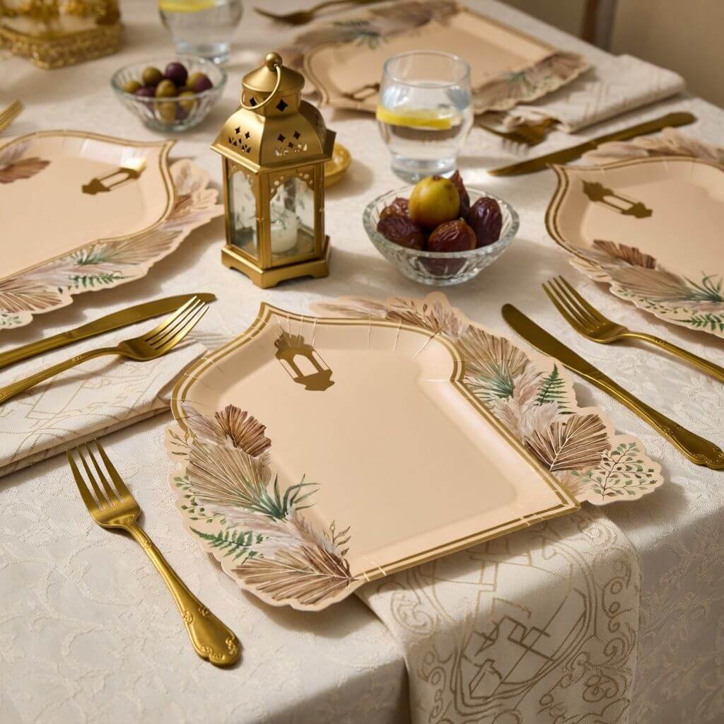 Arch Shaped Floral Plate For Ramadan Eid