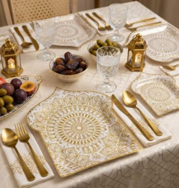 Arch Shaped Gold Foil Serving Tray for Ramadan Eid - 11 inch