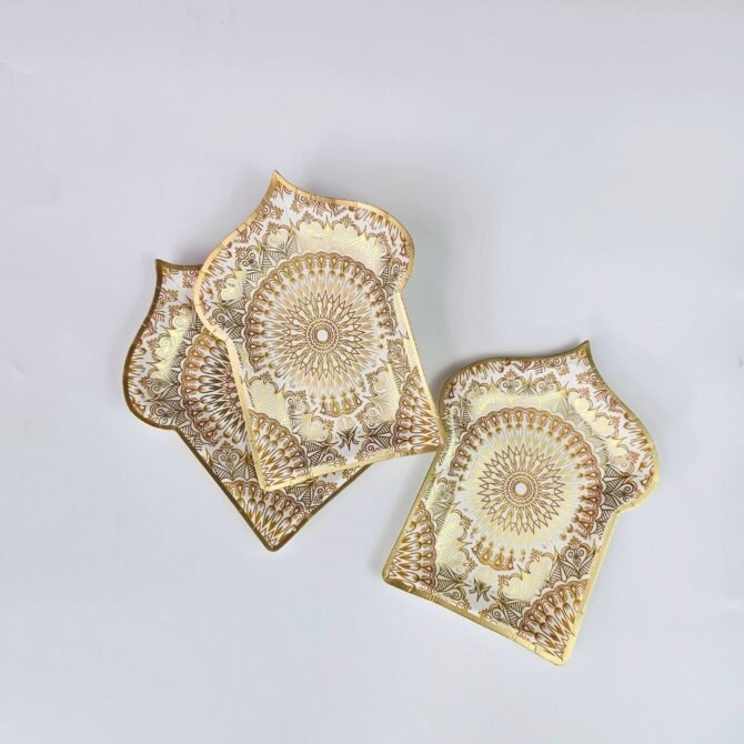 Arch Shaped Gold Foil Plate for Ramadan Eid - 7 inch