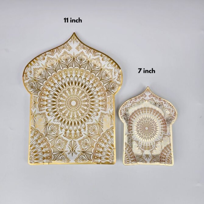 Arch Shaped Gold Foil Plate for Ramadan Eid - 7 inch - Image 2