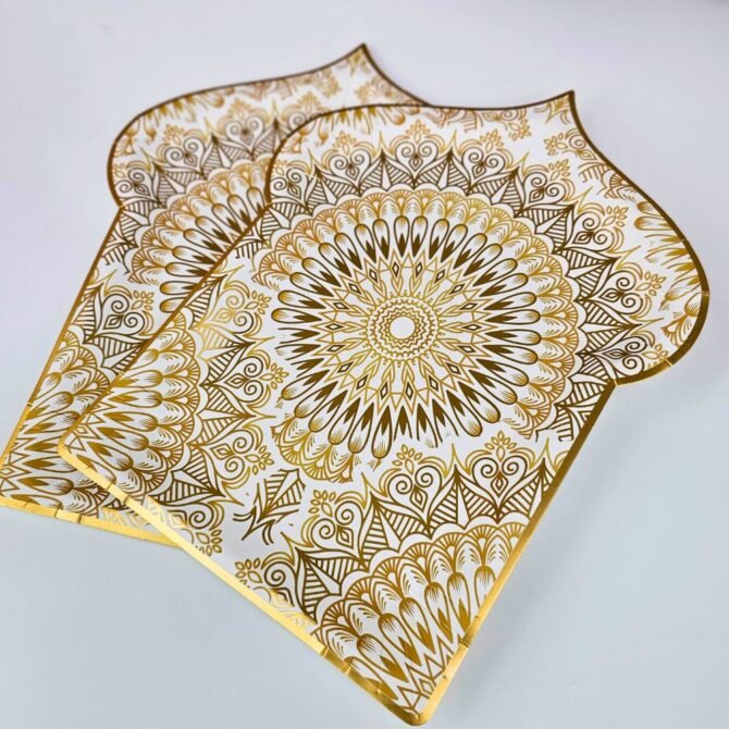 Arch Shaped Gold Foil Serving Tray for Ramadan Eid - 11 inch - Image 2