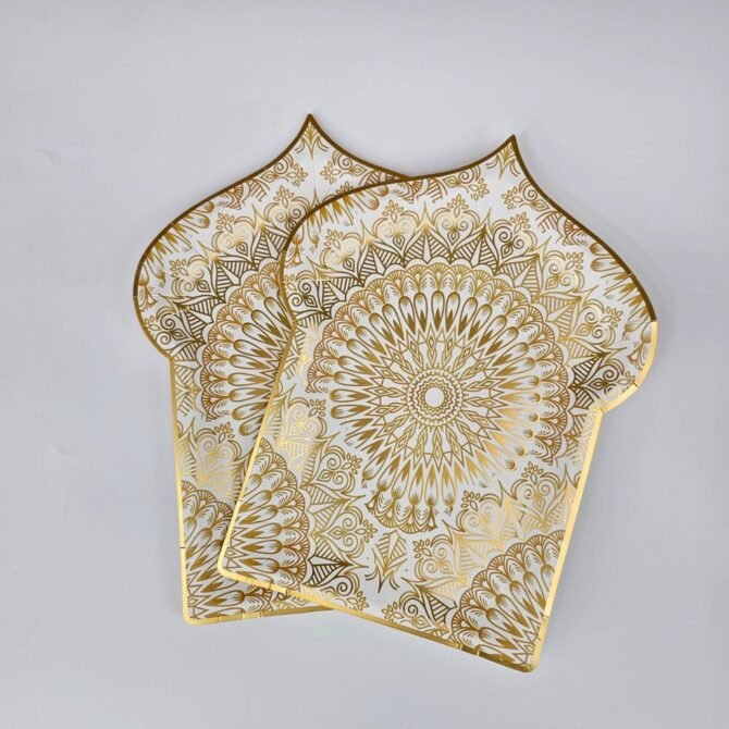 Arch Shaped Gold Foil Serving Tray for Ramadan Eid - 11 inch