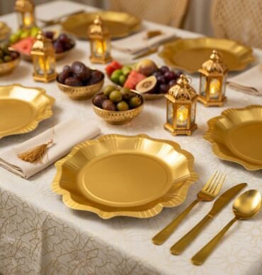 Gold Foil Serving Plate for Ramadan Eid