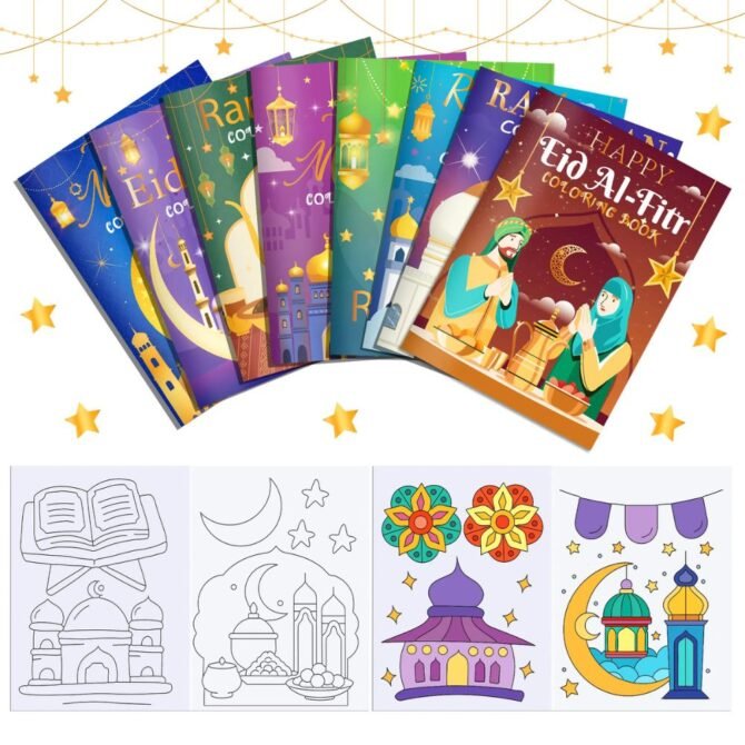 Ramadan and Eid Mini Colouring Book Set – Pack of 8