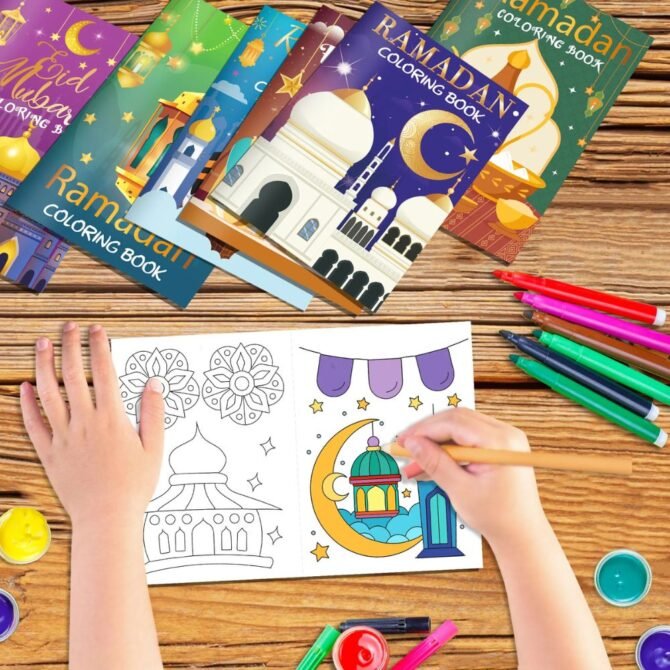 Ramadan and Eid Mini Colouring Book Set – Pack of 8 - Image 2