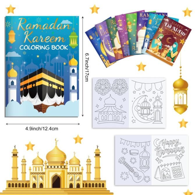 Ramadan and Eid Mini Colouring Book Set – Pack of 8 - Image 3