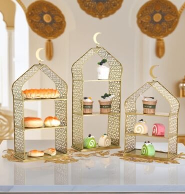 Gold Geometric 3 Tier Metal Dessert Display Stand - 3 Sizes