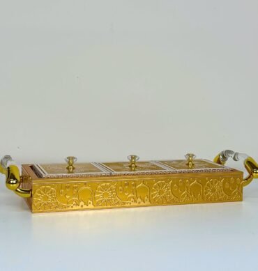 Gold Snack Serving Tray with 3 Compartments