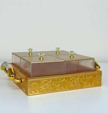 Gold Snack Serving Tray with 4 Compartments