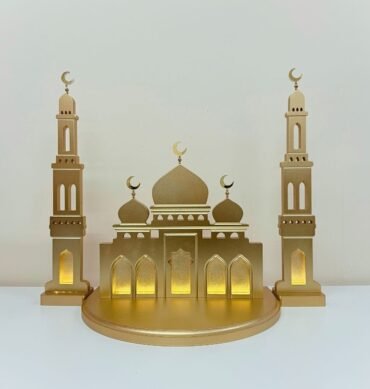 Gold Tall Wooden Mosque with LED