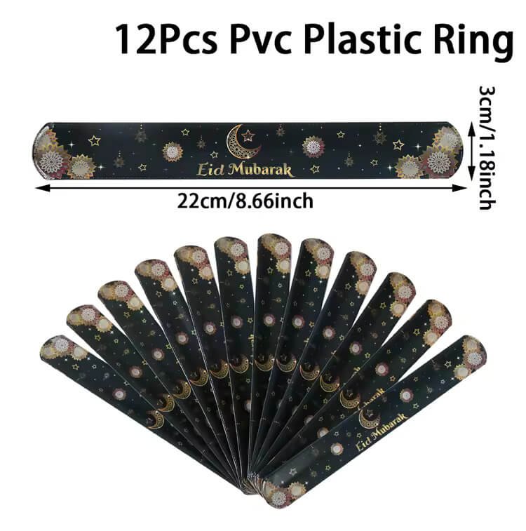 Black Eid Mubarak Kids Slap Bracelets - 12 pcs - Image 3