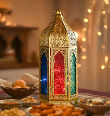 Moroccan Styled Lantern with Colourful Glass