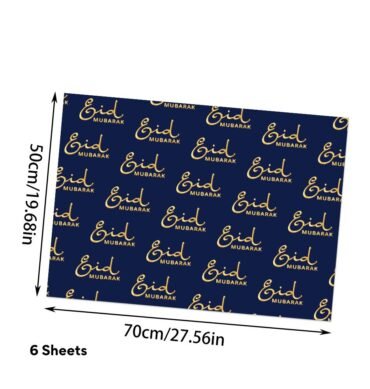 Eid Mubarak Gift Wrapping Paper - Blue and Gold