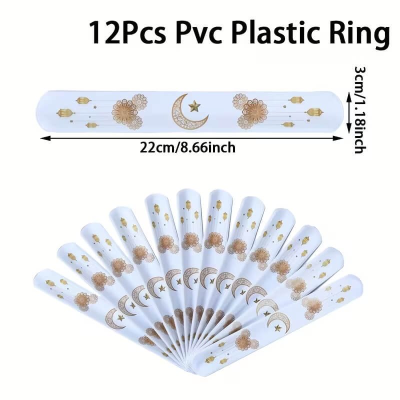 White Ramadan Eid Kids Slap Bracelets - 12 pcs - Image 3