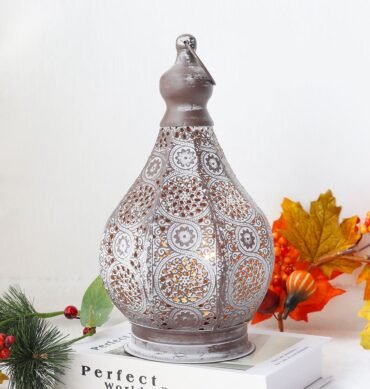 Moroccan Vintage Grey Lantern with LED