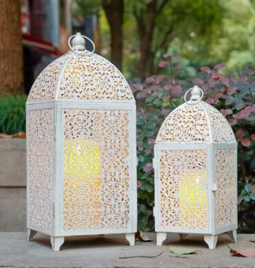 Set Of 2 Vintage Decorative Candle Lantern - White