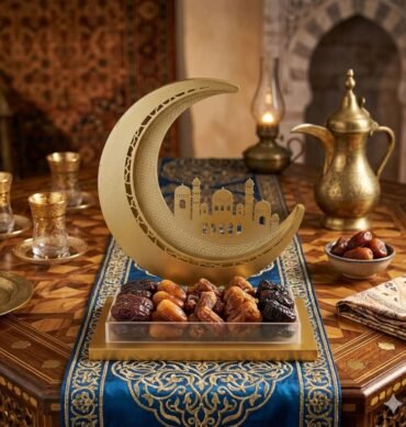 Gold Crescent Moon and Mosque Acrylic Tray