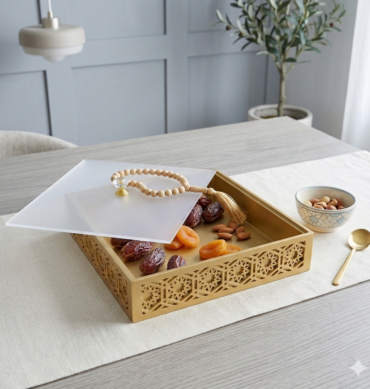 Gold Serving Tray with Acrylic Lid