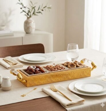 Gold Snack Serving Tray with 3 Compartments