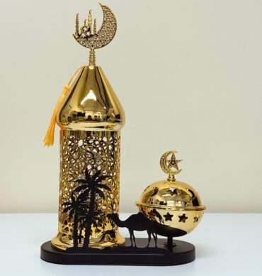 Gold and Black Moroccan Style Lantern with Incense Burner