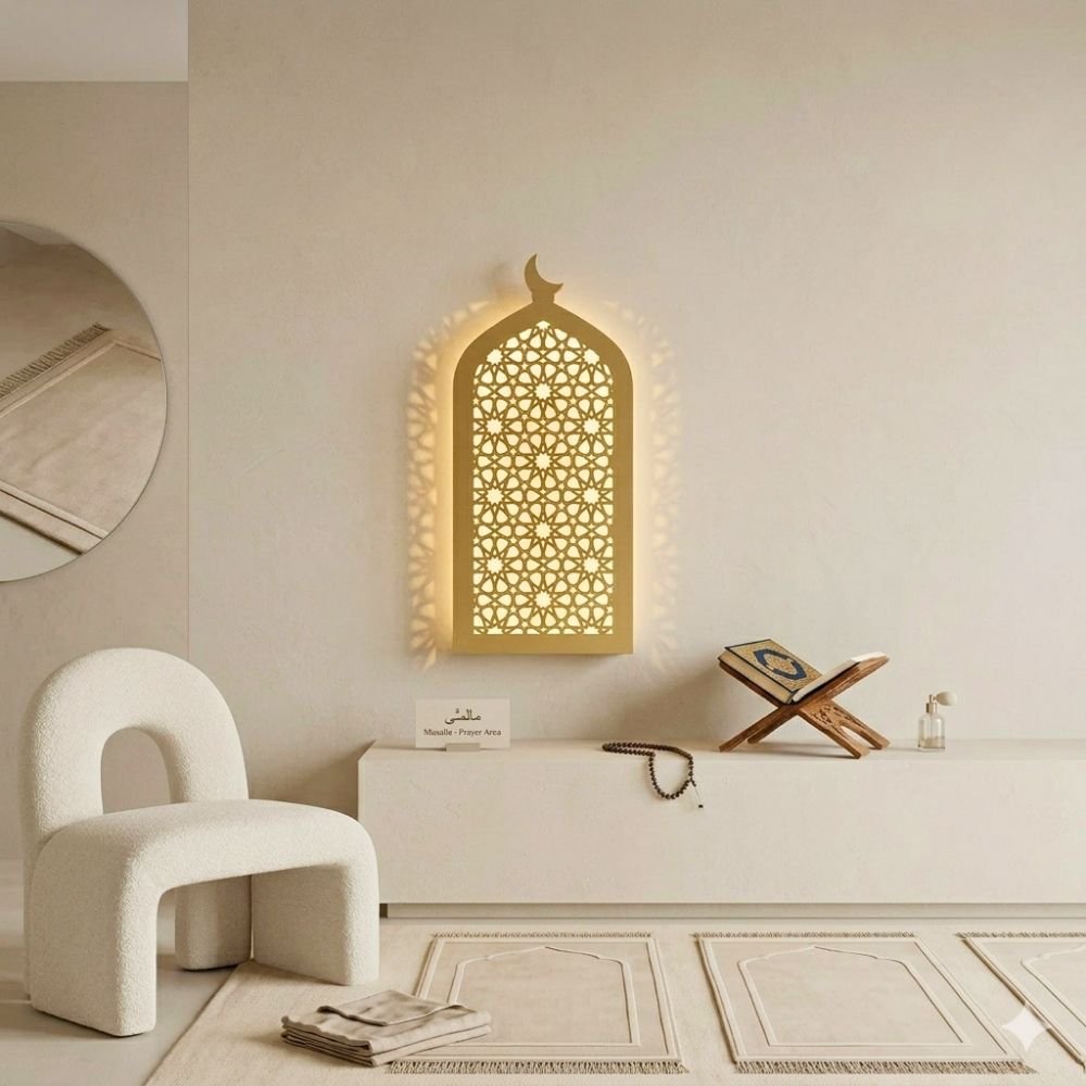 Gold Wooden Mosque Arch with LED