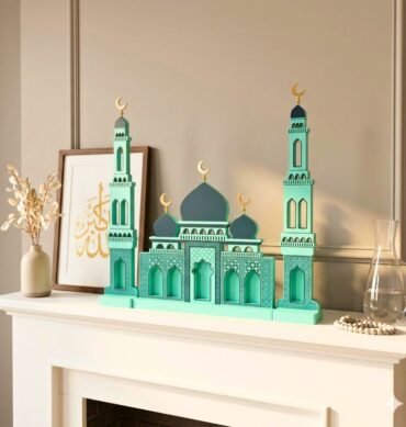 Turquoise Tall Decorative Wooden Mosque