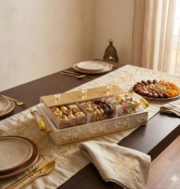 White Snack Serving Tray with 6 Compartments