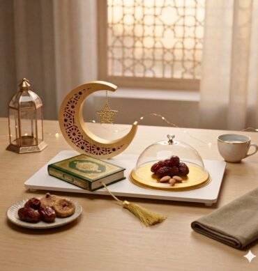 White Rectangular Tray with Moon and Cloche