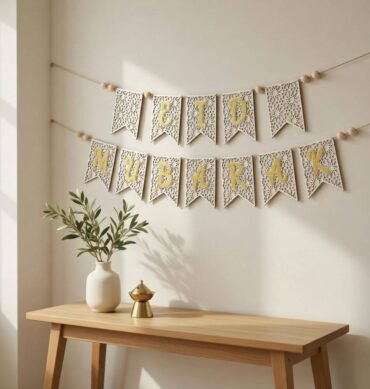 Luxury Wooden Eid Mubarak Banner