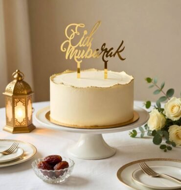 Acrylic Eid Mubarak Cake Topper - Gold